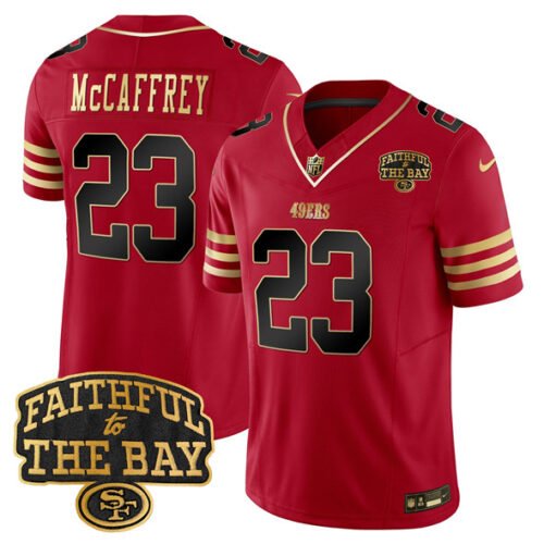 Red San Francisco 49ers #23 Christian Mccaffrey 2025 F.U.S.E. Faithful To The Bay Patch Limited V8 Stitched Football Jersey - SFR65
