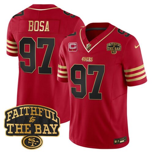 Red San Francisco 49ers #97 Nick Bosa 2025 F.U.S.E. 1-Star C With Faithful To The Bay Patch Limited V8 Stitched Football Jersey - SFR16