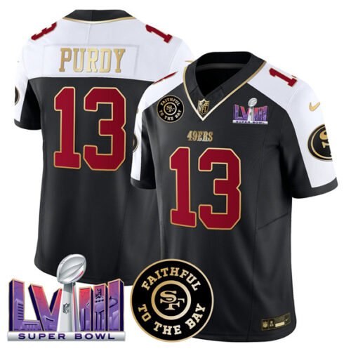 Black San Francisco 49ers #13 Brock Purdy Alternate 2025 F.U.S.E. Faithful & Super Bowl LVIII Patch Vapor Limited Stitched Football Jersey - SFR28