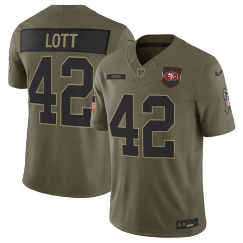 Olive San Francisco 49ers #42 Ronnie Lott 2025 F.U.S.E. Salute to Service Limited Stitched Football Jersey - SFR46