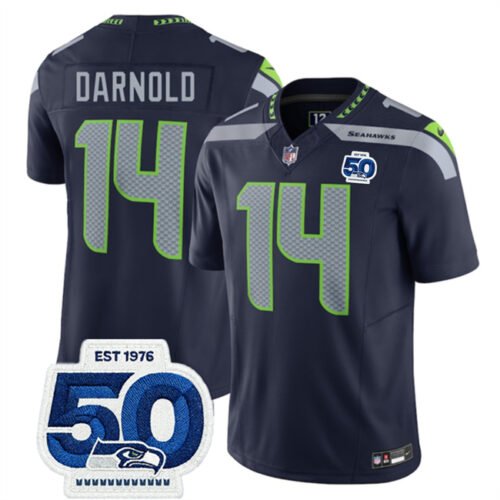 Navy Seattle Seahawks #14 Sam Darnold 2025 F.U.S.E. 50th Anniversary Patch Vapor Untouchable Limited Stitched Football Jersey - SSR05