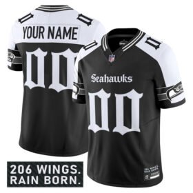 Black Seattle Seahawks Active Player Custom Alternate 2025 F.U.S.E. 'Gothic Rain City Shadows Edition' Vapor Limited Stitched Football Jersey - SSR10