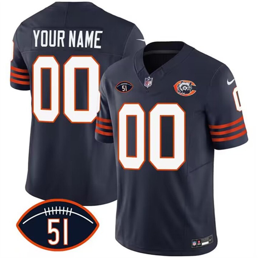 Navy Chicago Bears Active Player Custom 2023 F.U.S.E. Dick Butkus Patch Throwback Limited Stitched Football Jersey - CBJ37