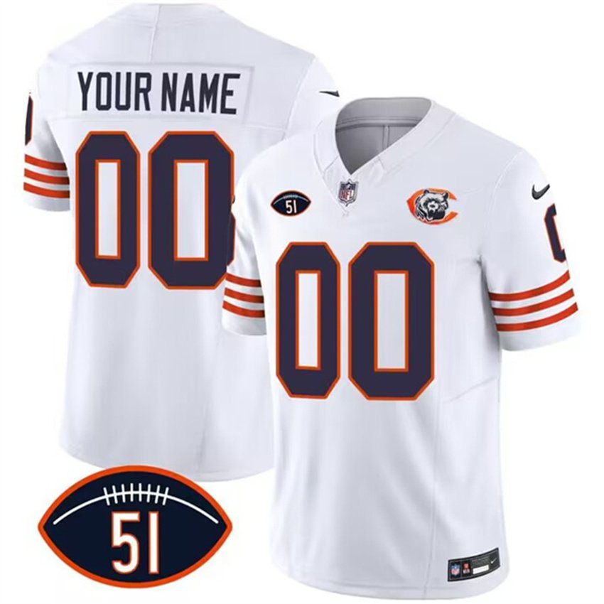 White Chicago Bears Active Player Custom 2023 F.U.S.E. Dick Butkus Patch Throwback Limited Stitched Football Jersey - CBJ44
