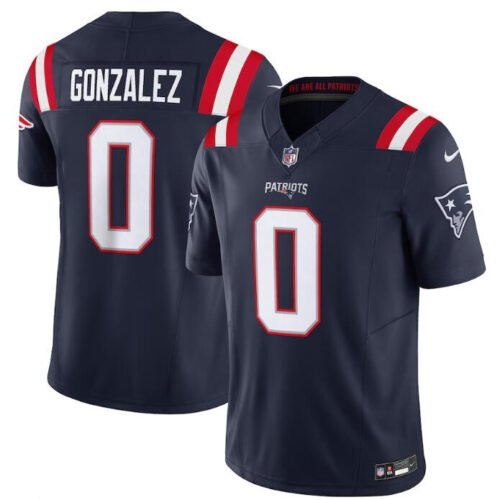 Navy New England Patriots #0 Christian Gonzalez 2025 F.U.S.E. Vapor Limited Stitched Football Jersey - NEP68