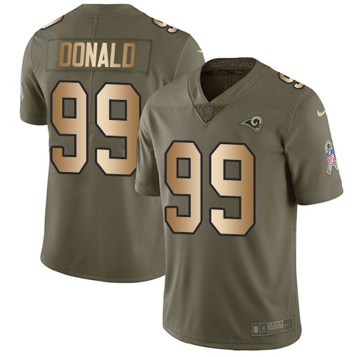 Nike Rams #99 Aaron Donald Olive/Gold Stitched NFL Limited 2017 Salute To Service Jersey - LAR279