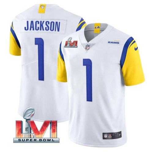 White Los Angeles Rams #1 DeSean Jackson 2022 Super Bowl LVI Vapor Limited Stitched Jersey - LAR118