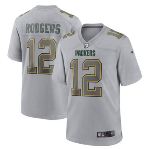 Gray Green Bay Packers #12 Aaron Rodgers Atmosphere Fashion Stitched Game Jersey - GBJ267