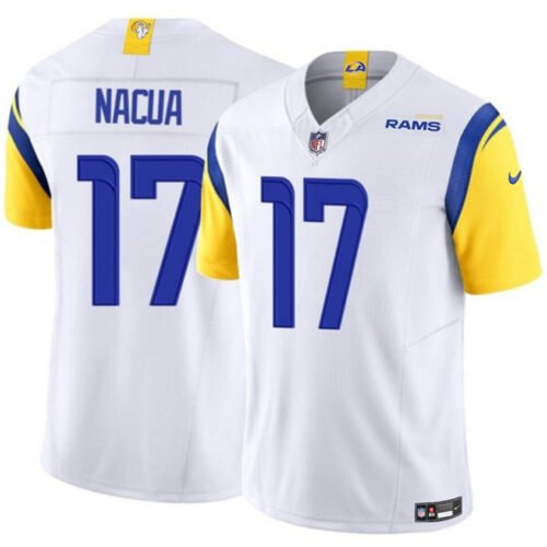 White Los Angeles Rams #17 Puka Nacua Stitched Football Game Jersey - LAR537
