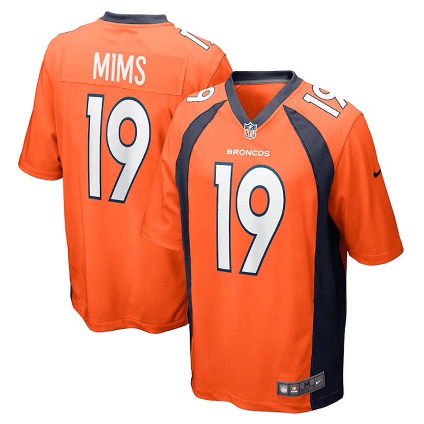 Orange Denver Broncos #19 Marvin Mims Jr. Stitched Game Football Jersey
