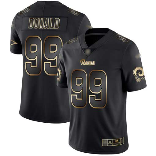 Nike Rams #99 Aaron Donald Black/Gold Stitched NFL Vapor Untouchable Limited Jersey - LAR446