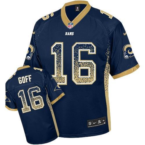 Nike Rams #16 Jared Goff Navy Blue Team Color Stitched NFL Elite Drift Fashion Jersey - LAR89