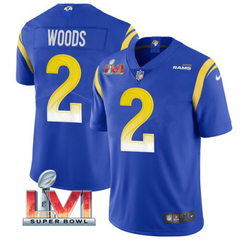 Royal Los Angeles Rams #2 Robert Woods 2022 Super Bowl LVI Vapor Limited Stitched Jersey - LAR44