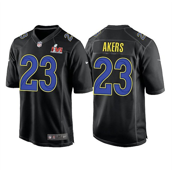 Black Los Angeles Rams #23 Cam Akers 2022 Super Bowl LVI Game Stitched Jersey - LAR196