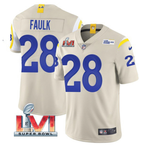 Bone Los Angeles Rams #28 Marshall Faulk 2022 Super Bowl LVI Vapor Limited Stitched Jersey - LAR258