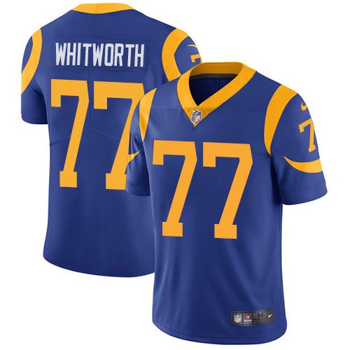 Nike Rams #77 Andrew Whitworth Royal Blue Alternate Stitched NFL Vapor Untouchable Limited Jersey - LAR524
