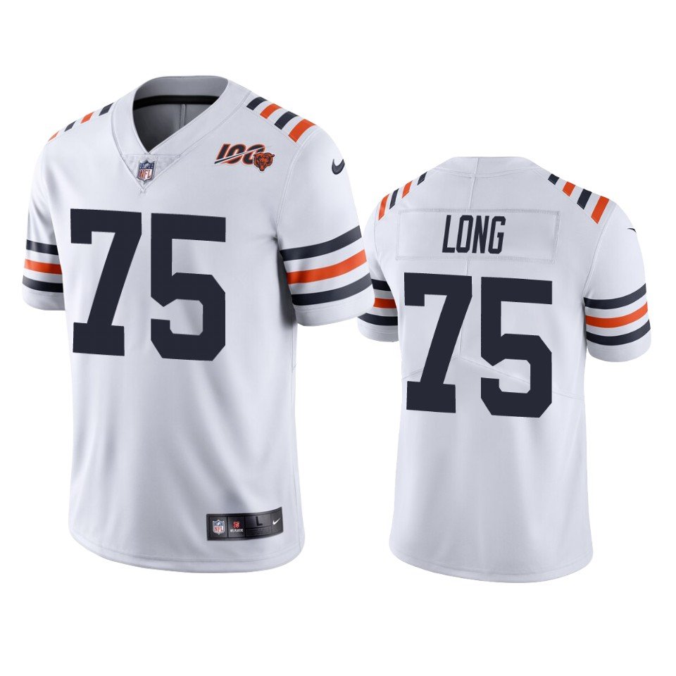 White Chicago Bears #75 Kyle Long 2019 100th Season Limited Stitched NFL Jersey - CBJ525