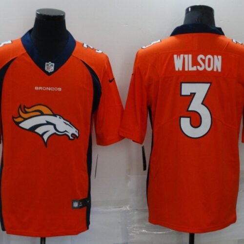Orange Denver Broncos #3 Russell Wilson Team Big Logo Limited Stitched Jersey