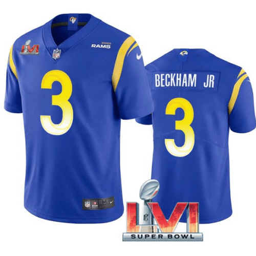 Royal Los Angeles Rams #3 Odell Beckham Jr. 2022 Super Bowl LVI Vapor Limited Stitched Jersey - LAR466