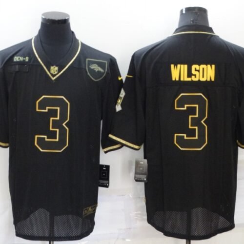 Black/Gold Denver Broncos #3 Russell Wilson Salute To Service Limited Stitched Jersey