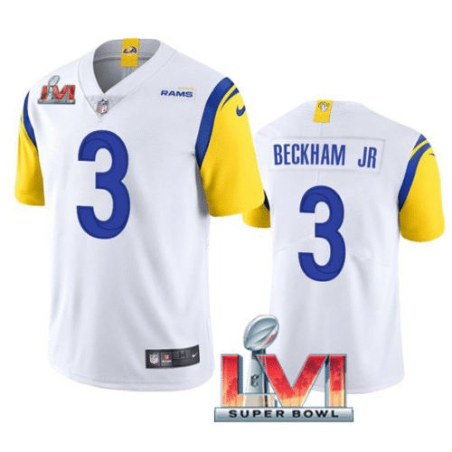 White Los Angeles Rams #3 Odell Beckham Jr. 2022 Super Bowl LVI Vapor Limited Stitched Jersey - LAR388