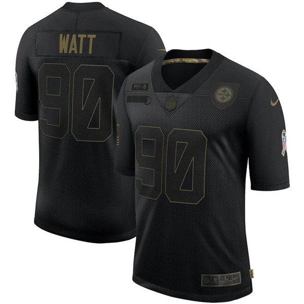 Pittsburgh Steelers #90 T. J. Watt Black 2020 Salute To Service Limited Stitched Jersey - PSJ300