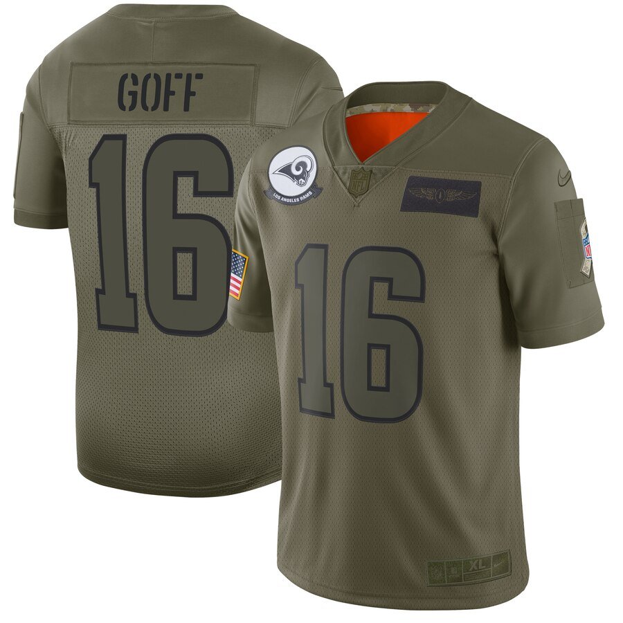 Nike Rams #16 Jared Goff Camo Stitched NFL Limited 2019 Salute To Service Jersey - LAR489