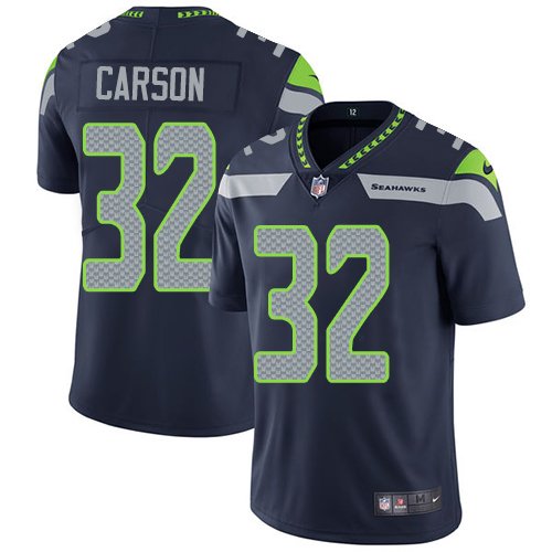 Nike Seahawks #32 Chris Carson Steel Blue Team Color Stitched NFL Vapor Untouchable Limited Jersey