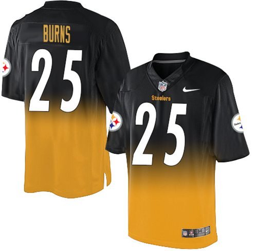 Nike Steelers #25 Artie Burns Black/Gold Stitched NFL Elite Fadeaway Fashion Jersey - PSJ623