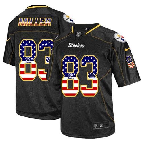 Nike Steelers #83 Heath Miller Black Stitched NFL Elite USA Flag Fashion Jersey - PSJ31