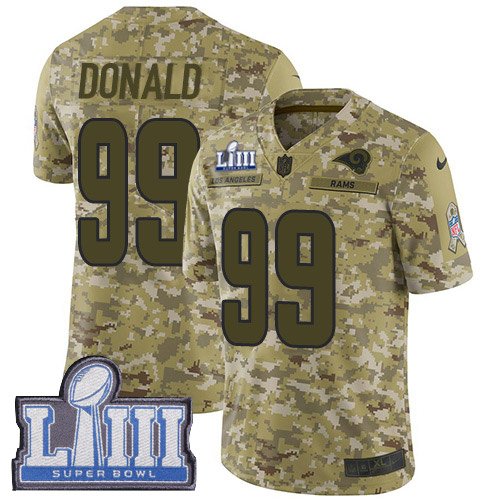 Nike Rams #99 Aaron Donald Camo Super Bowl LIII Bound Stitched NFL Limited 2018 Salute To Service Jersey - LAR566