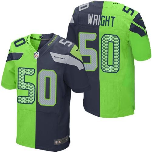 Nike Seahawks #50 K.J. Wright Steel Blue/Green Stitched NFL Elite Split Jersey