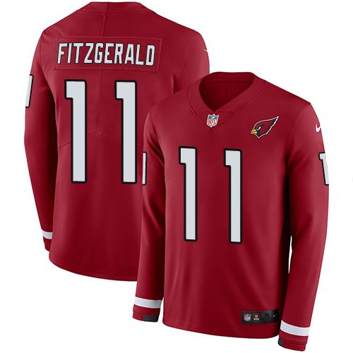 Nike Cardinals #11 Larry Fitzgerald Red Team Color Stitched NFL Limited Therma Long Sleeve Jersey - ACJ145