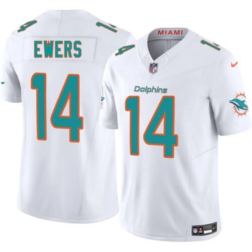 White Miami Dolphins #14 Quinn Ewers 2025 Draft F.U.S.E. Vapor Limited Stitched Football Jersey - MDR20
