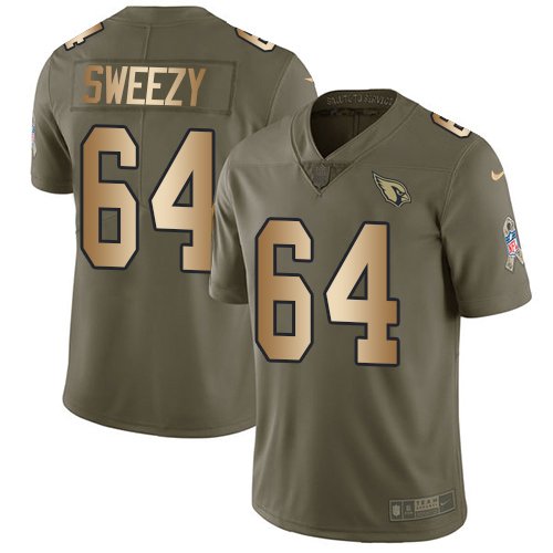 Nike Cardinals #64 J.R. Sweezy Olive/Gold Stitched NFL Limited 2017 Salute to Service Jersey - ACJ48