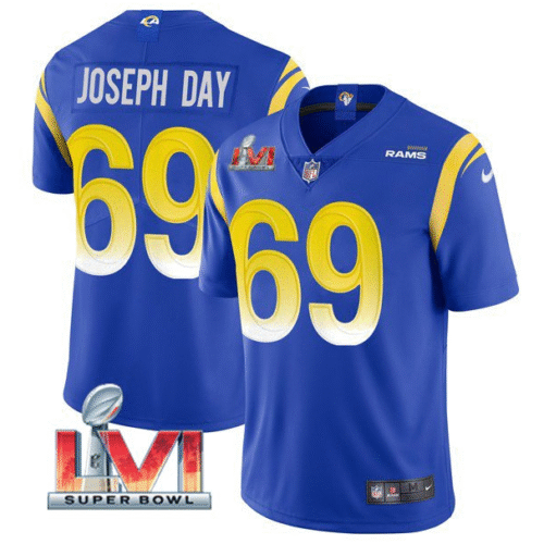 Royal Los Angeles Rams #69 Sebastian Joseph-Day 2022 Super Bowl LVI Vapor Limited Stitched Jersey - LAR546