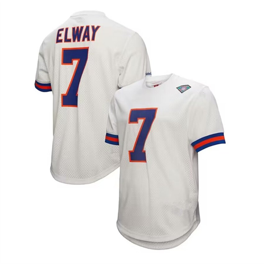 White Denver Broncos #7 John Elway Mitchel & Ness Stitched Football Jersey