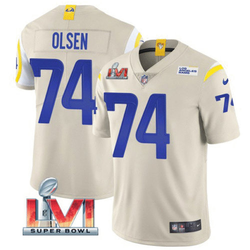 Bone Los Angeles Rams #74 Merlin Olsen 2022 Super Bowl LVI Vapor Limited Stitched Jersey - LAR495