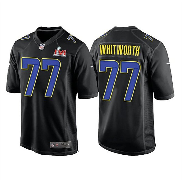 Black Los Angeles Rams #77 Andrew Whitworth 2022 Super Bowl LVI Game Stitched Jersey - LAR338