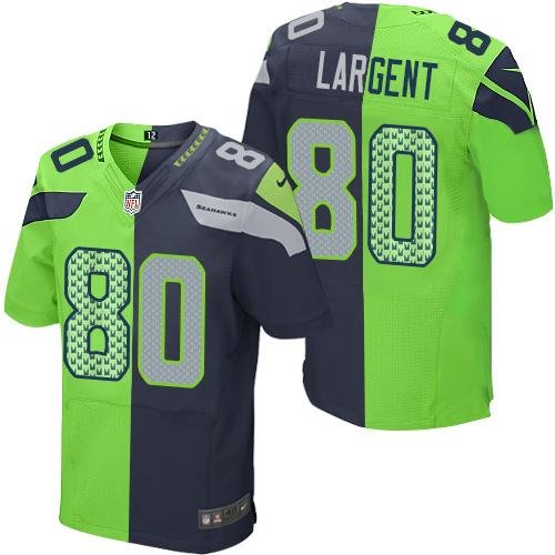 Nike Seahawks #80 Steve Largent Steel Blue/Green Stitched NFL Elite Split Jersey