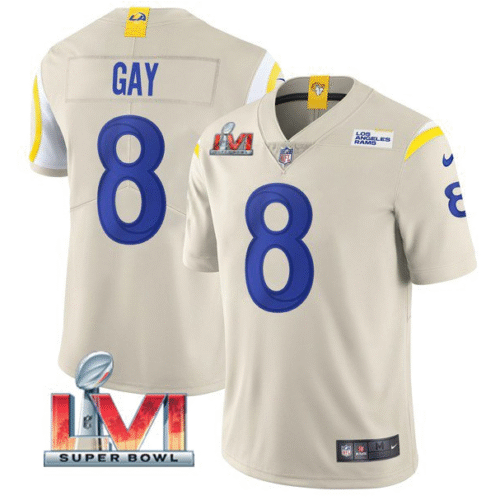 Bone Los Angeles Rams #8 Matt Gay 2022 Super Bowl LVI Vapor Limited Stitched Jersey - LAR320
