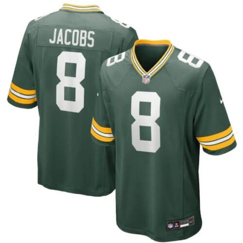 Green Green Bay Packers #8 Josh Jacobs Stitched Game Jersey - GBJ562