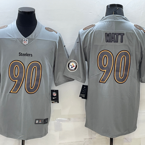 Grey Pittsburgh Steelers #90 T.J. Watt  Atmosphere Fashion Stitched Jersey - PSJ523