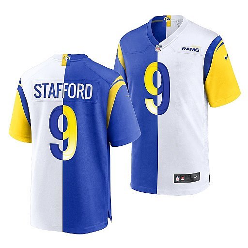 Royal/White Los Angeles Rams #9 Matthew Stafford Split Stitched Football Jersey - LAR527
