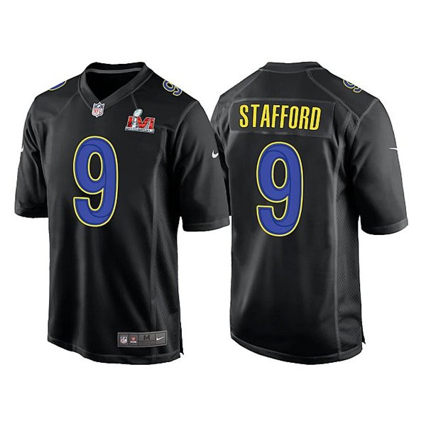 Black Los Angeles Rams #9 Matthew Stafford 2022 Super Bowl LVI Game Stitched Jersey - LAR231