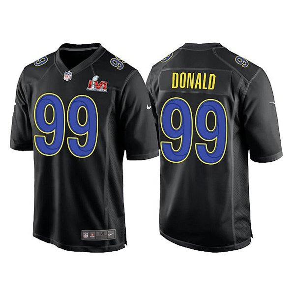 Black Los Angeles Rams #99 Aaron Donald 2022 Super Bowl LVI Game Stitched Jersey - LAR142