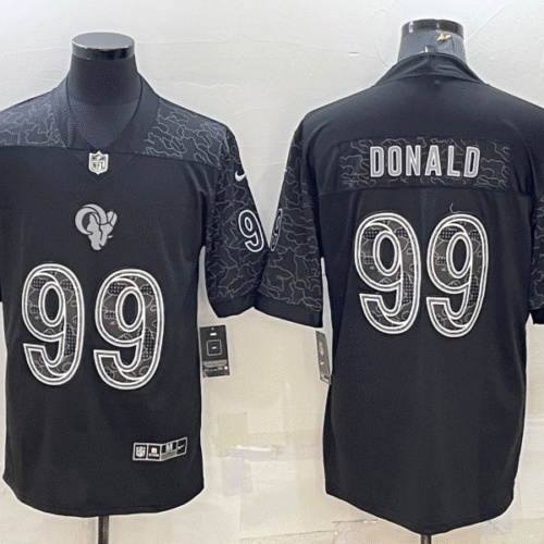 Black Los Angeles Rams #99 Aaron Donald Reflective Limited Stitched Football Jersey - LAR549