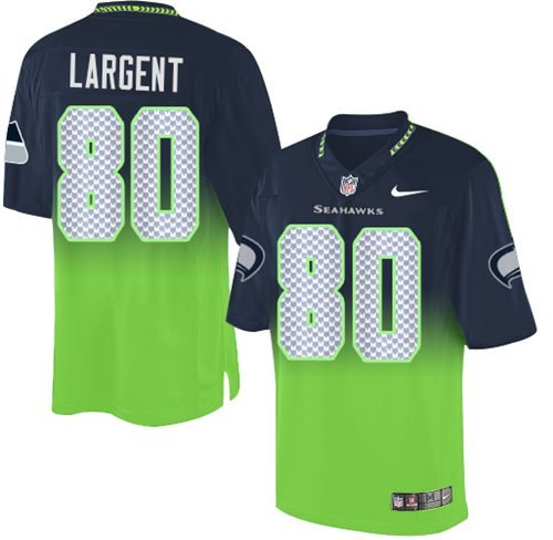 Nike Seahawks #80 Steve Largent Steel Blue/Green Stitched NFL Elite Fadeaway Fashion Jersey
