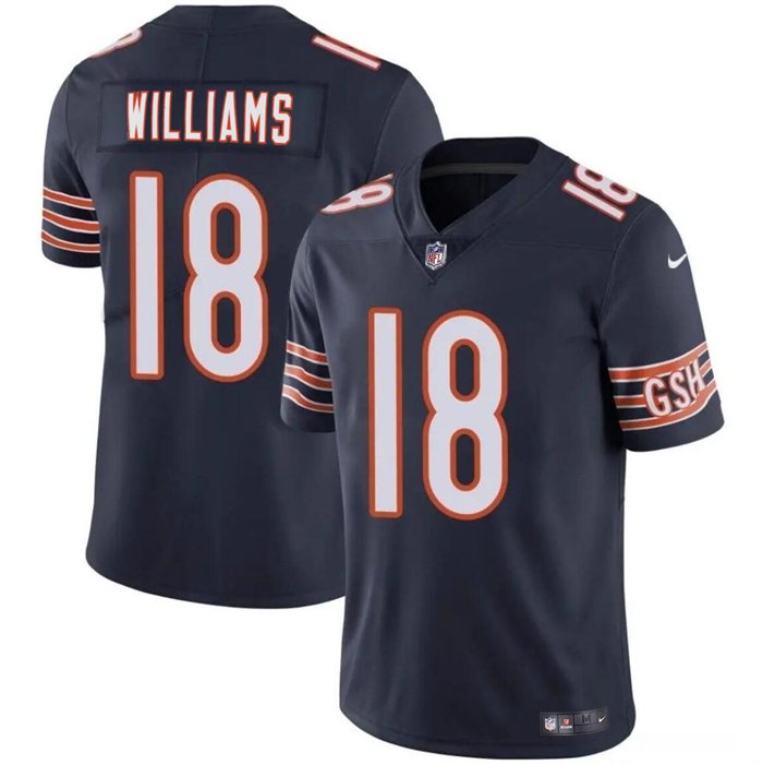 Navy Chicago Bears #18 Caleb Williams 2024 Draft Vapor Stitched Football Jersey - CBJ458