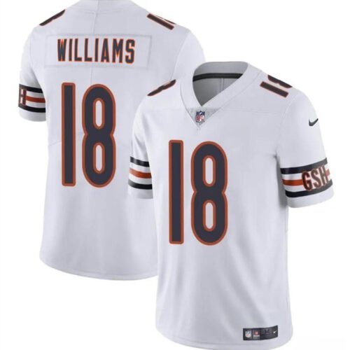 White Chicago Bears #18 Caleb Williams 2024 Draft Vapor Stitched Football Jersey - CBJ369